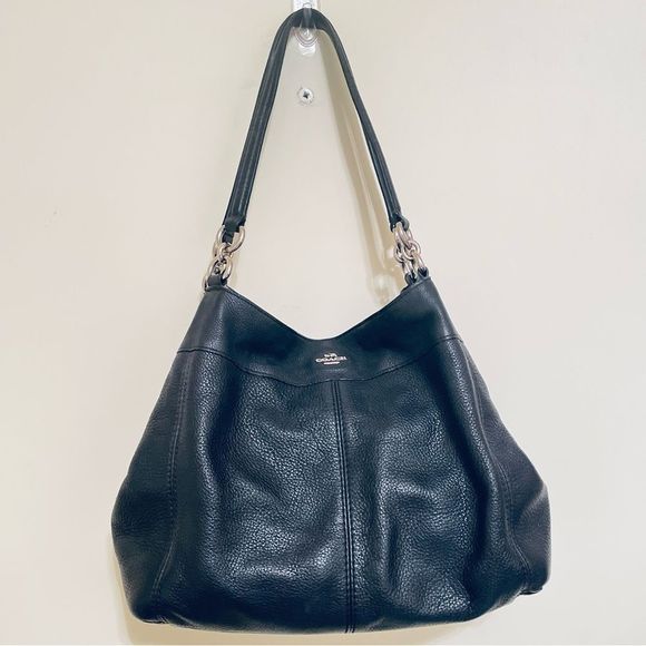 Coach Large Lexy Shoulderbag, Black Pebble Leather with Silver Hardware - Picture 3 of 11